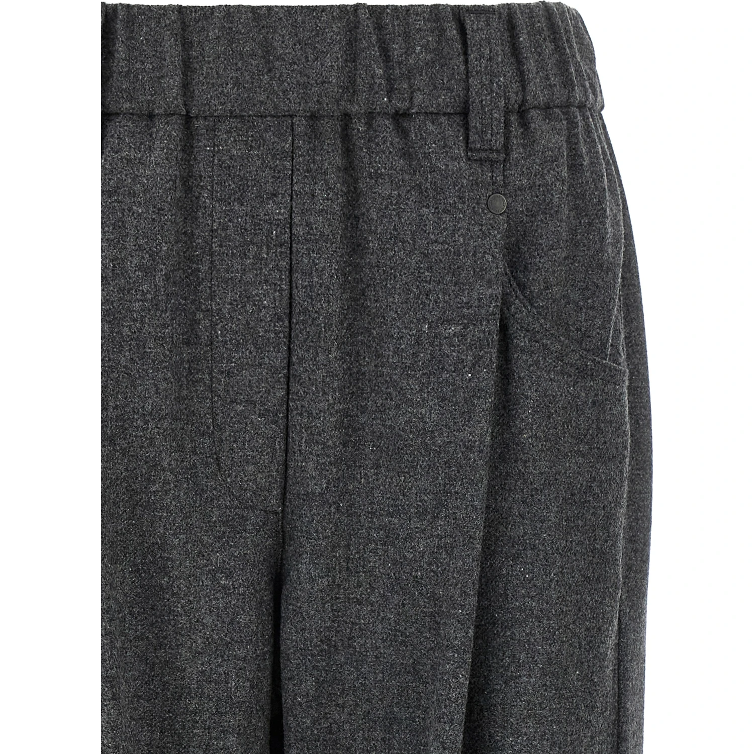 Gray Virgin Wool Casual Pants