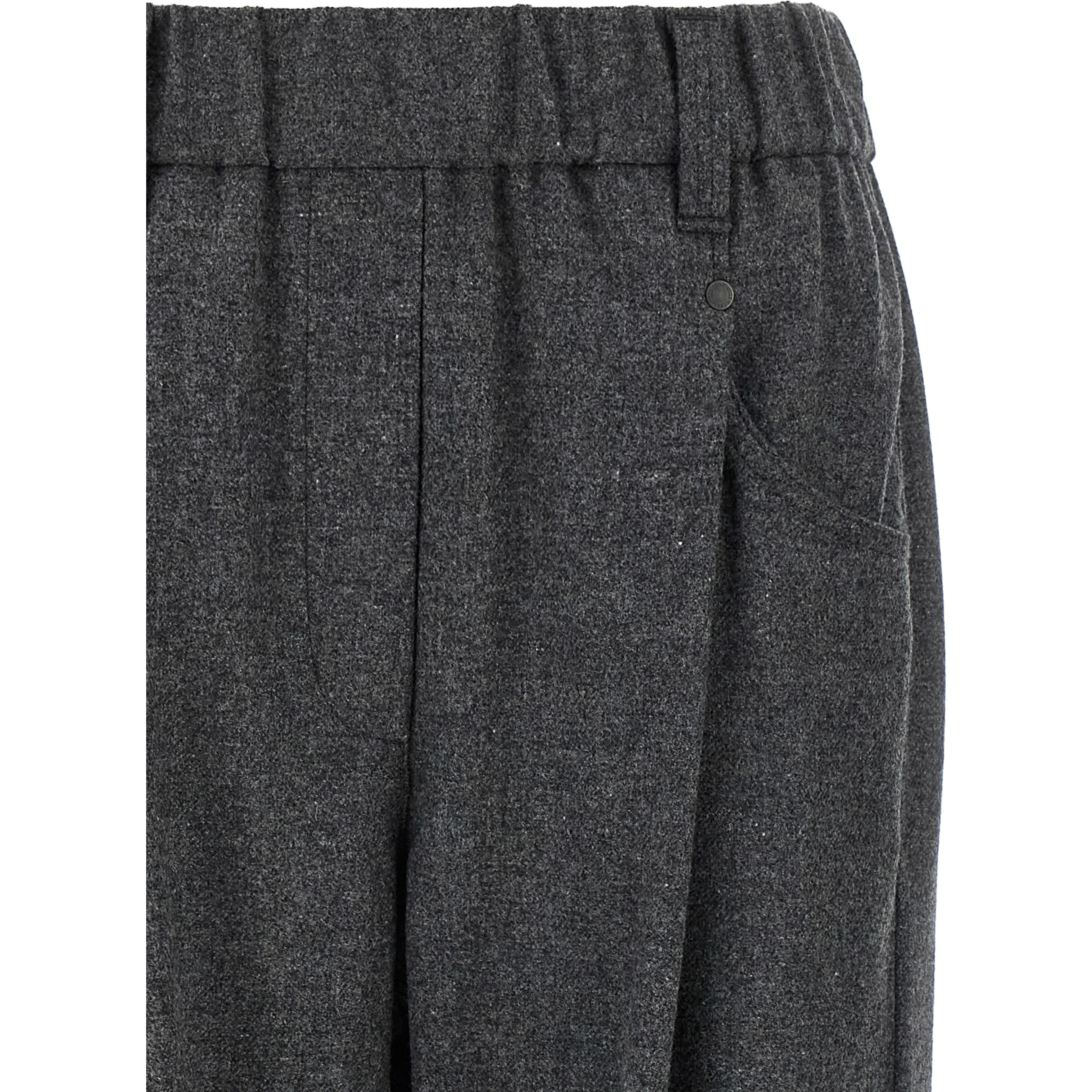 Gray Virgin Wool Casual Pants