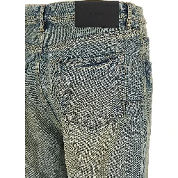 Blue Cotton Flared Jeans