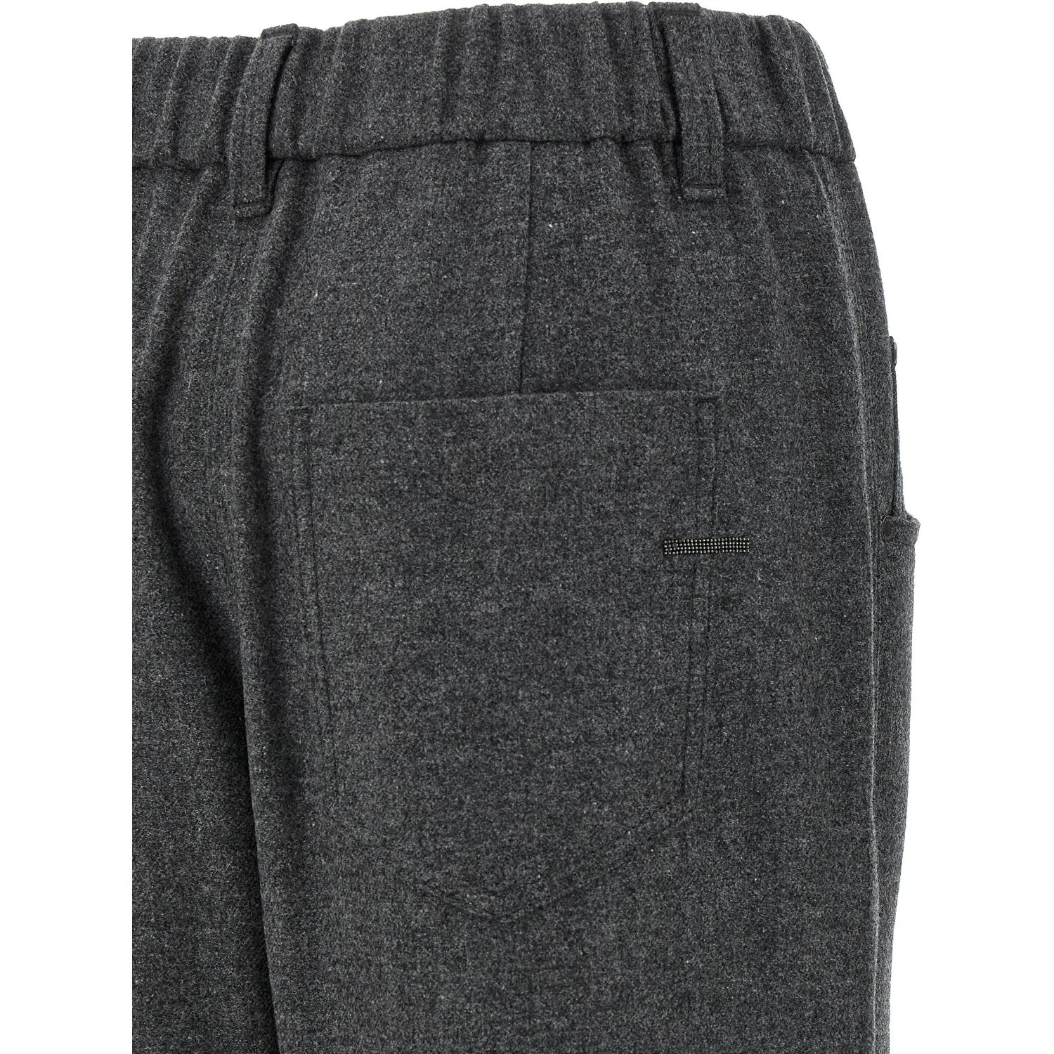 Gray Virgin Wool Casual Pants