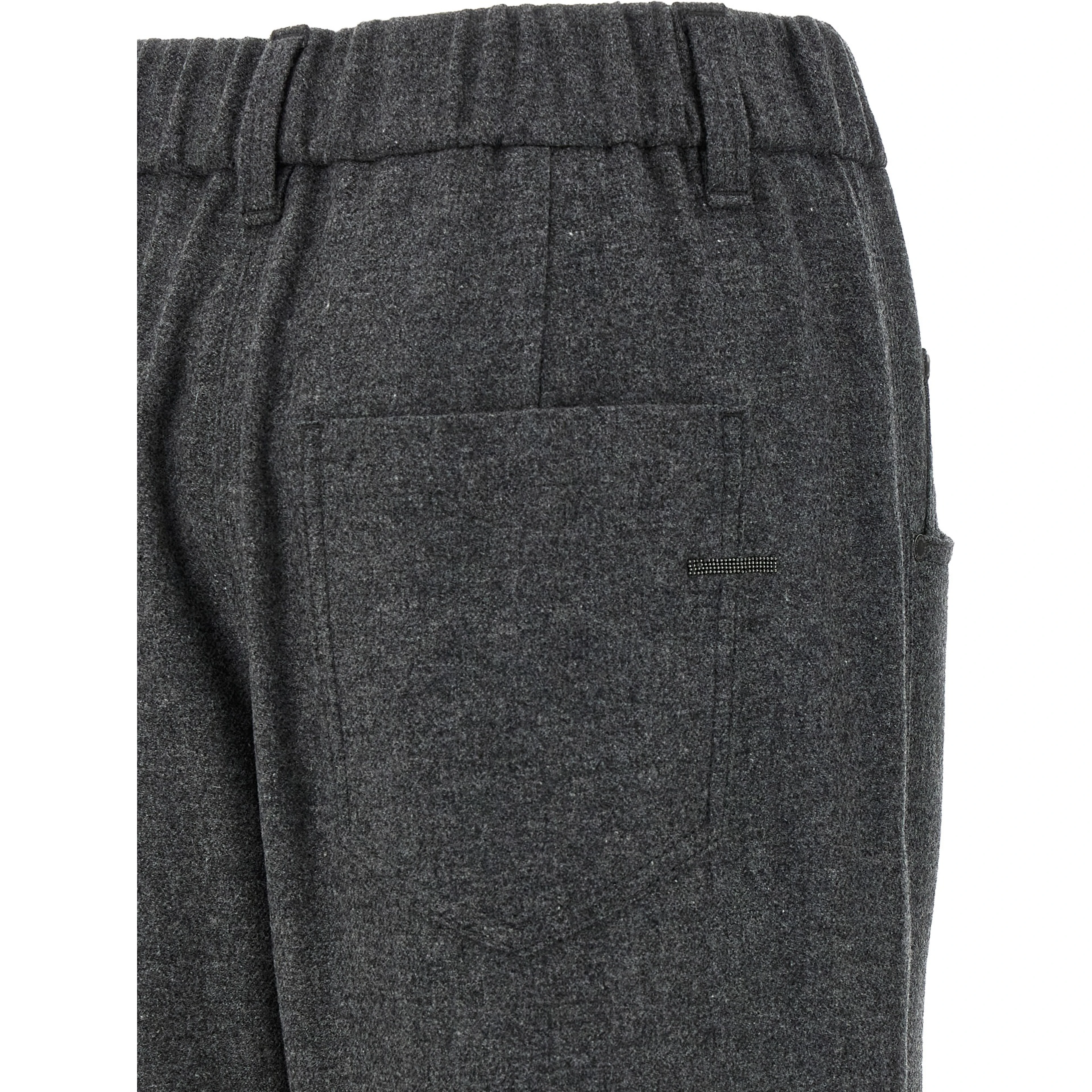 Gray Virgin Wool Casual Pants