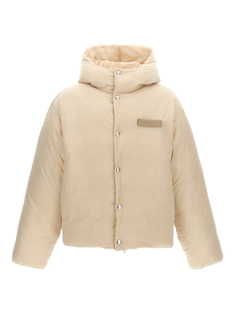 White Polyamide Full-Length Jacket