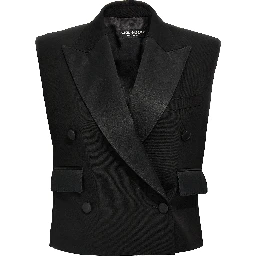 Black Silk Sleeveless Jacket