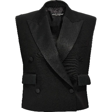 Black Silk Sleeveless Jacket
