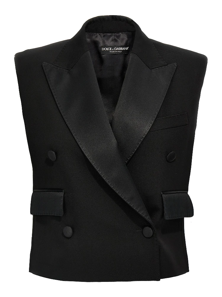 Black Silk Sleeveless Jacket