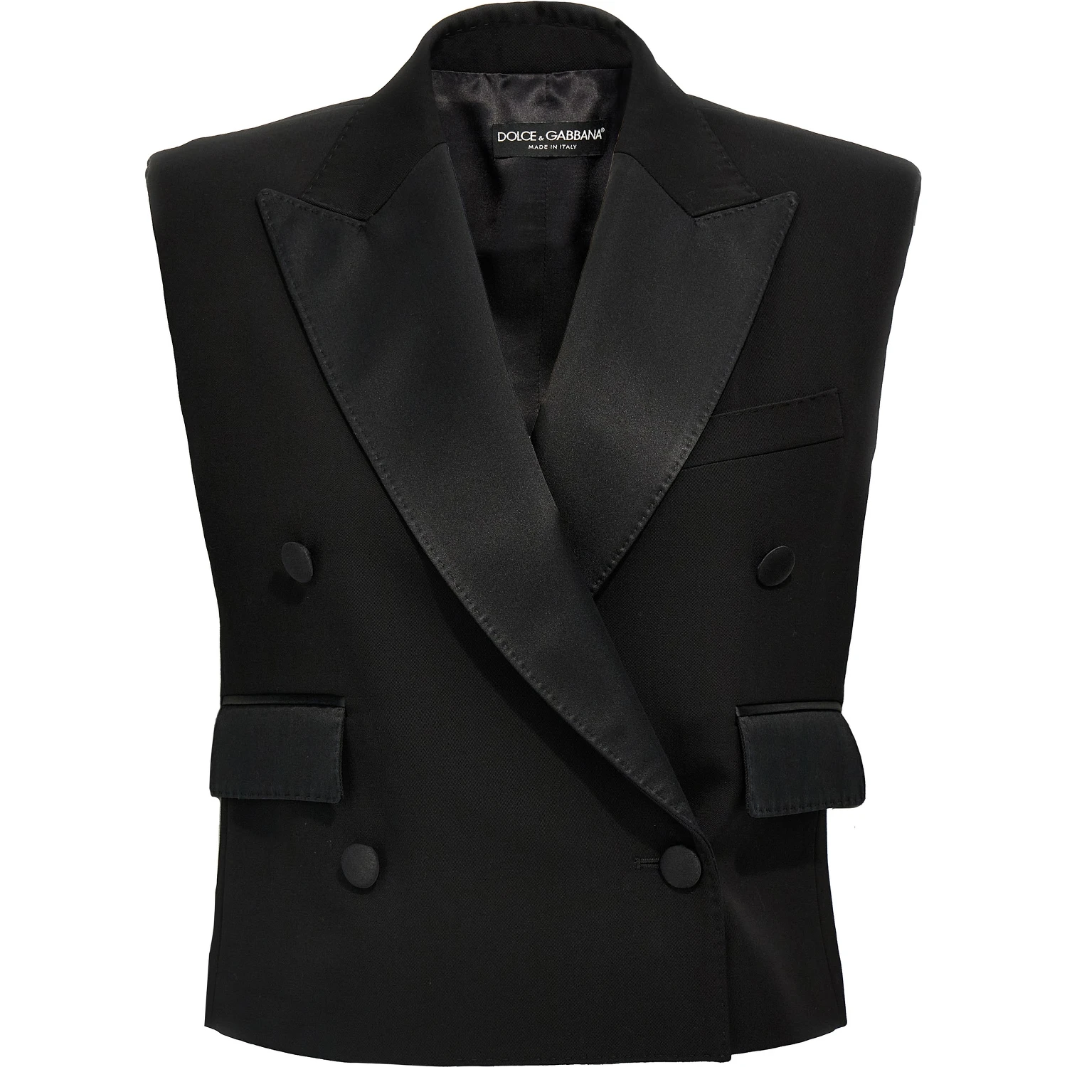 Black Silk Sleeveless Jacket