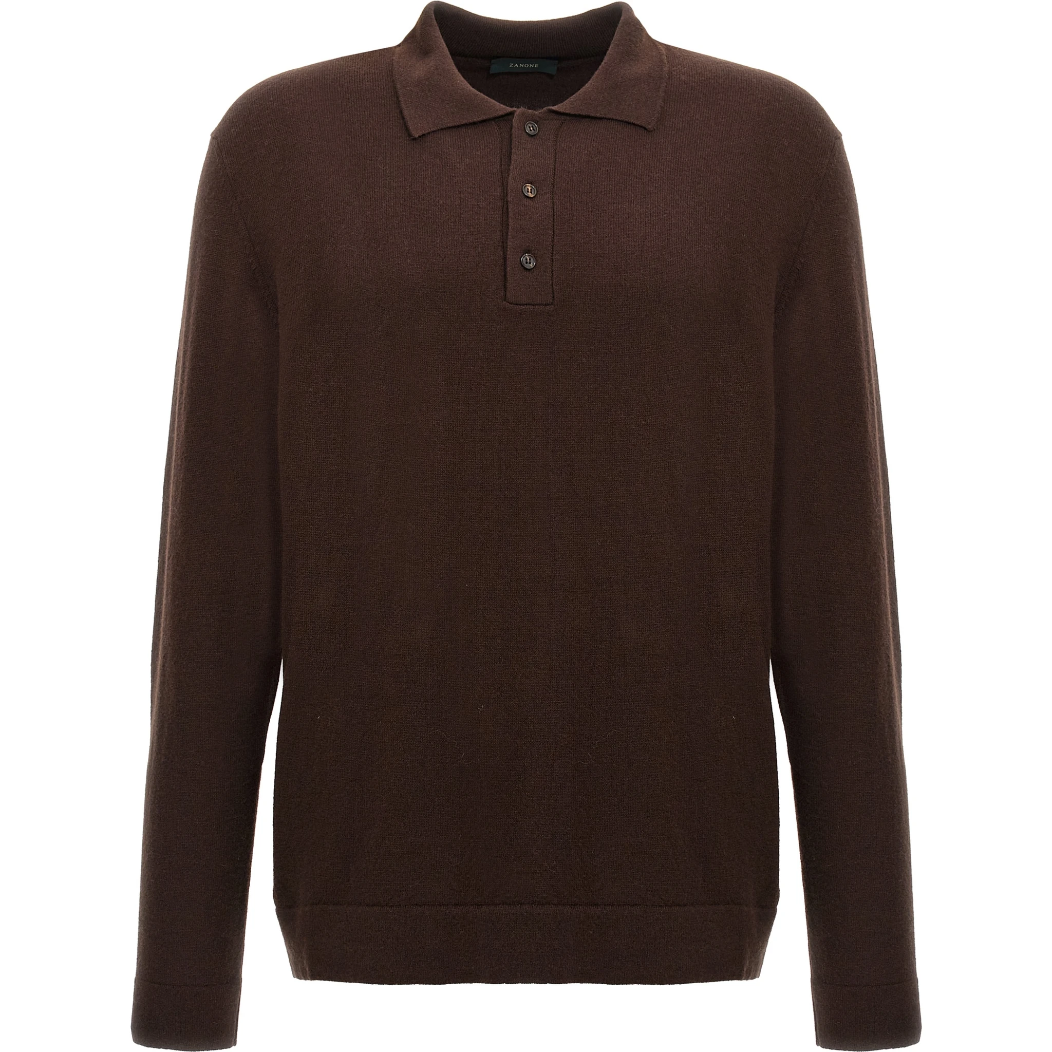 Brown Virgin Wool Polo Shirt