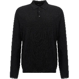 Black Virgin Wool Polo Shirt