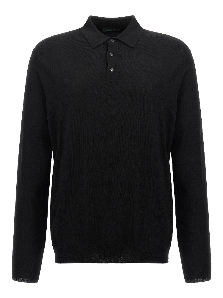 Black Virgin Wool Polo Shirt