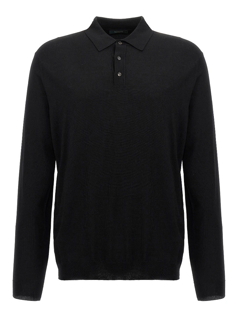 Black Virgin Wool Polo Shirt