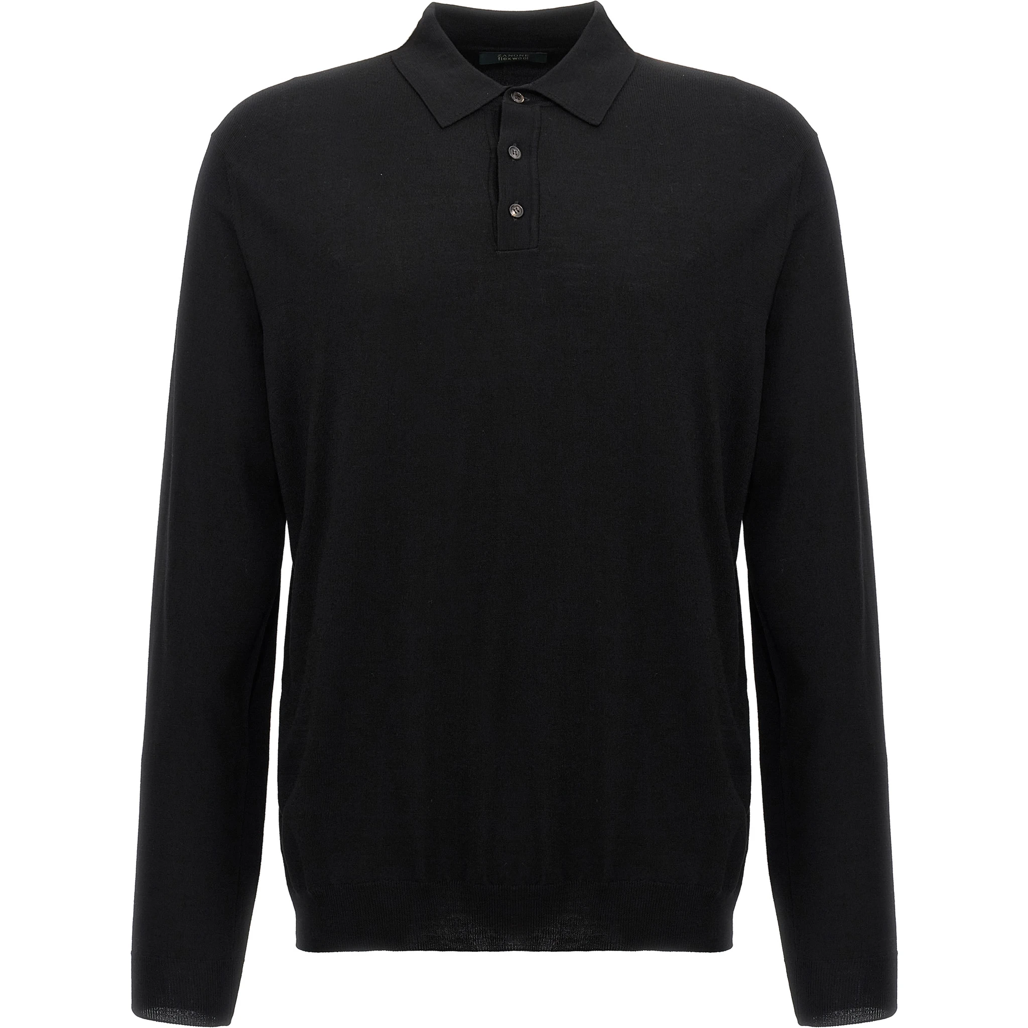 Black Virgin Wool Polo Shirt