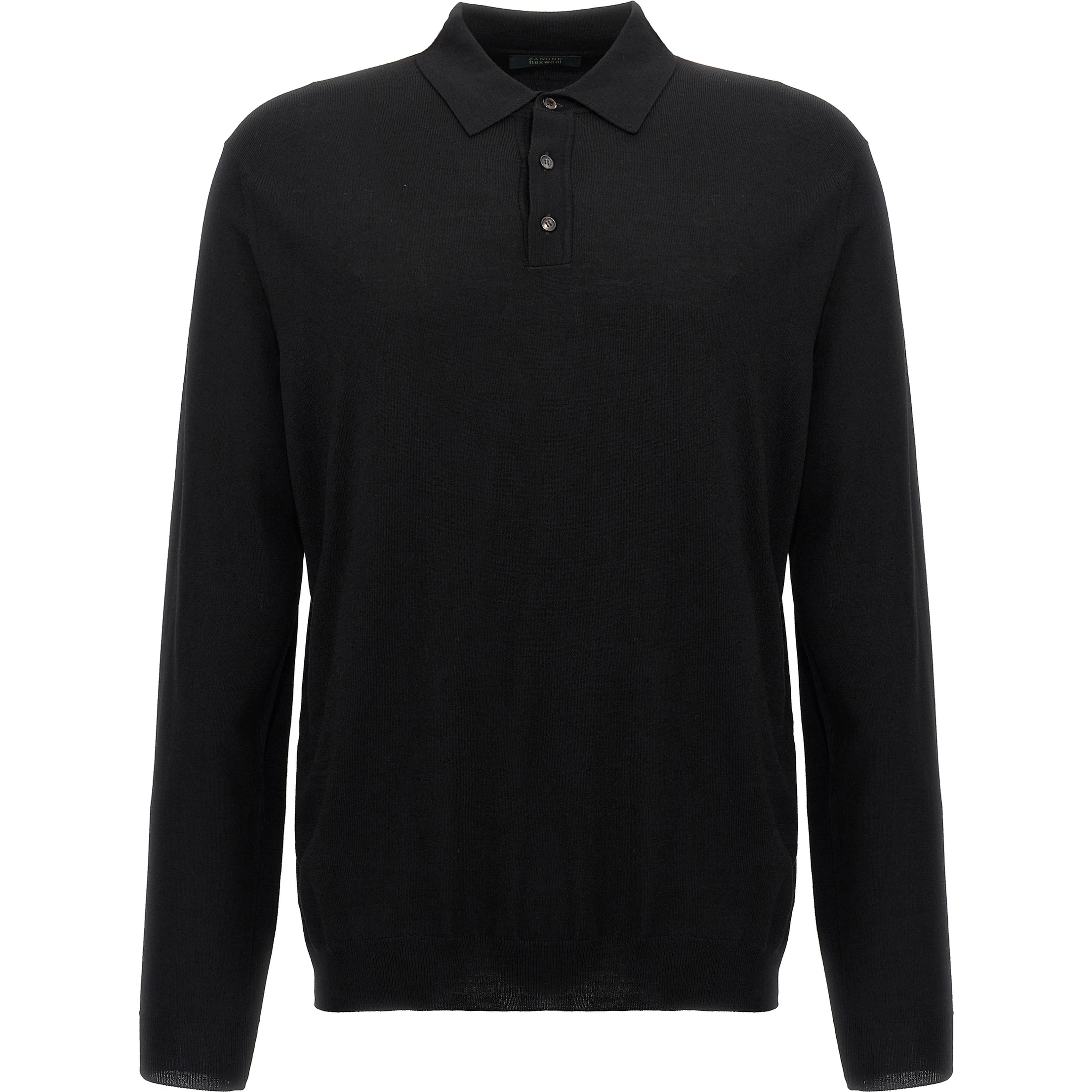 Black Virgin Wool Polo Shirt