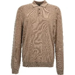 Beige Virgin Wool Polo Shirt