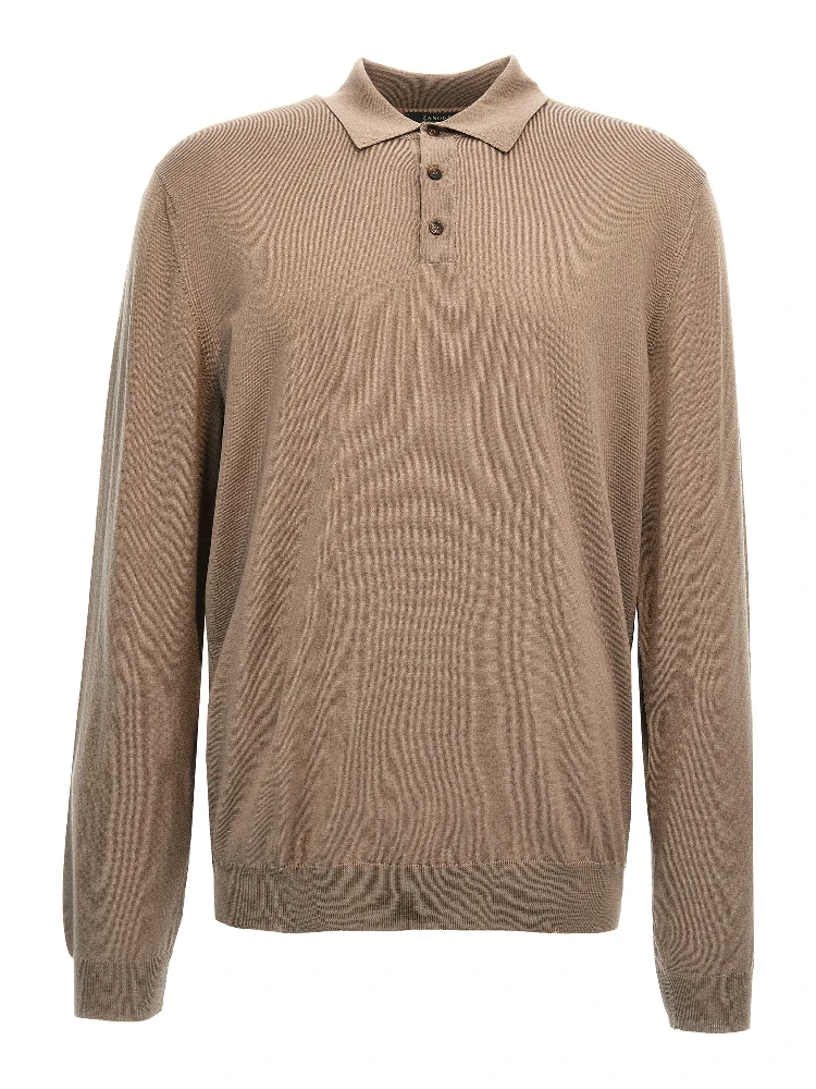 Beige Virgin Wool Polo Shirt