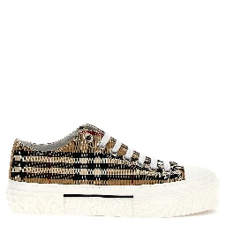 Beige Cotton Low Top Sneakers