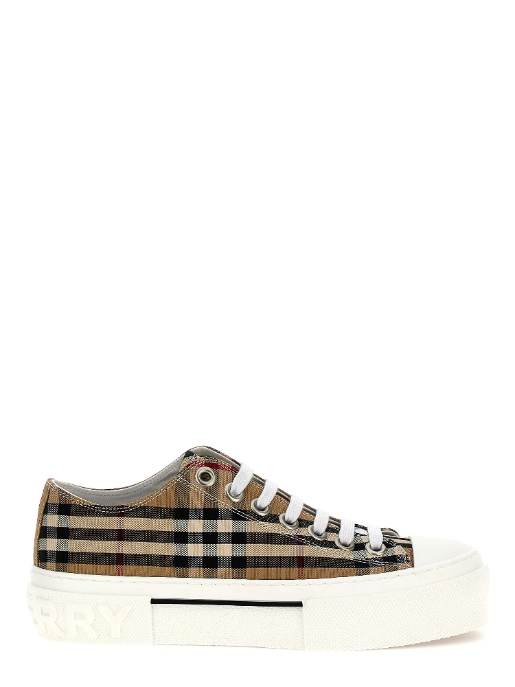 Beige Cotton Low Top Sneakers