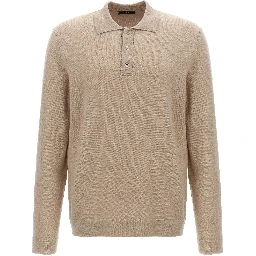 Beige Virgin Wool Polo Shirt