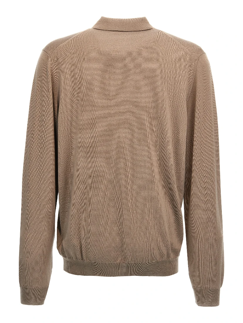 Beige Virgin Wool Polo Shirt