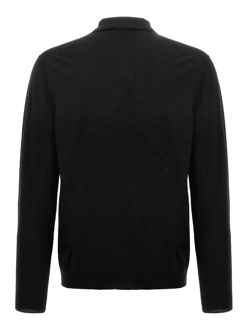 Black Virgin Wool Polo Shirt