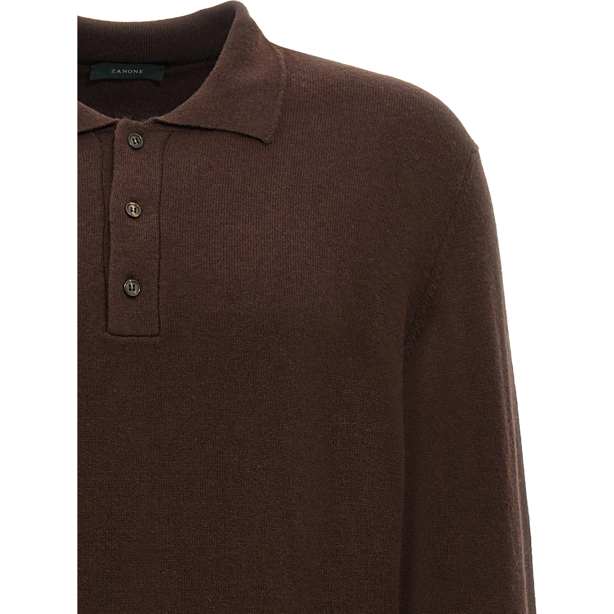 Brown Virgin Wool Polo Shirt