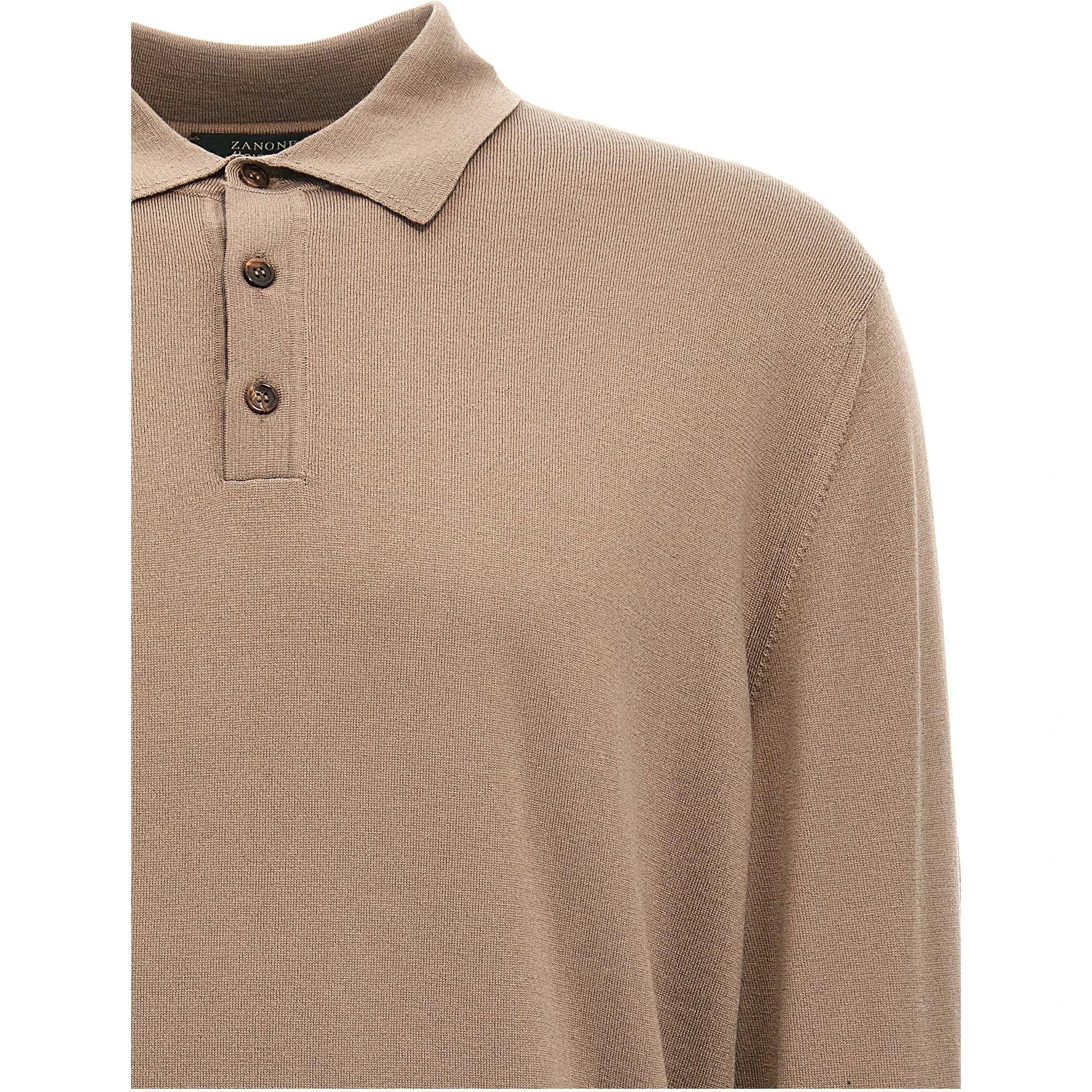 Beige Virgin Wool Polo Shirt