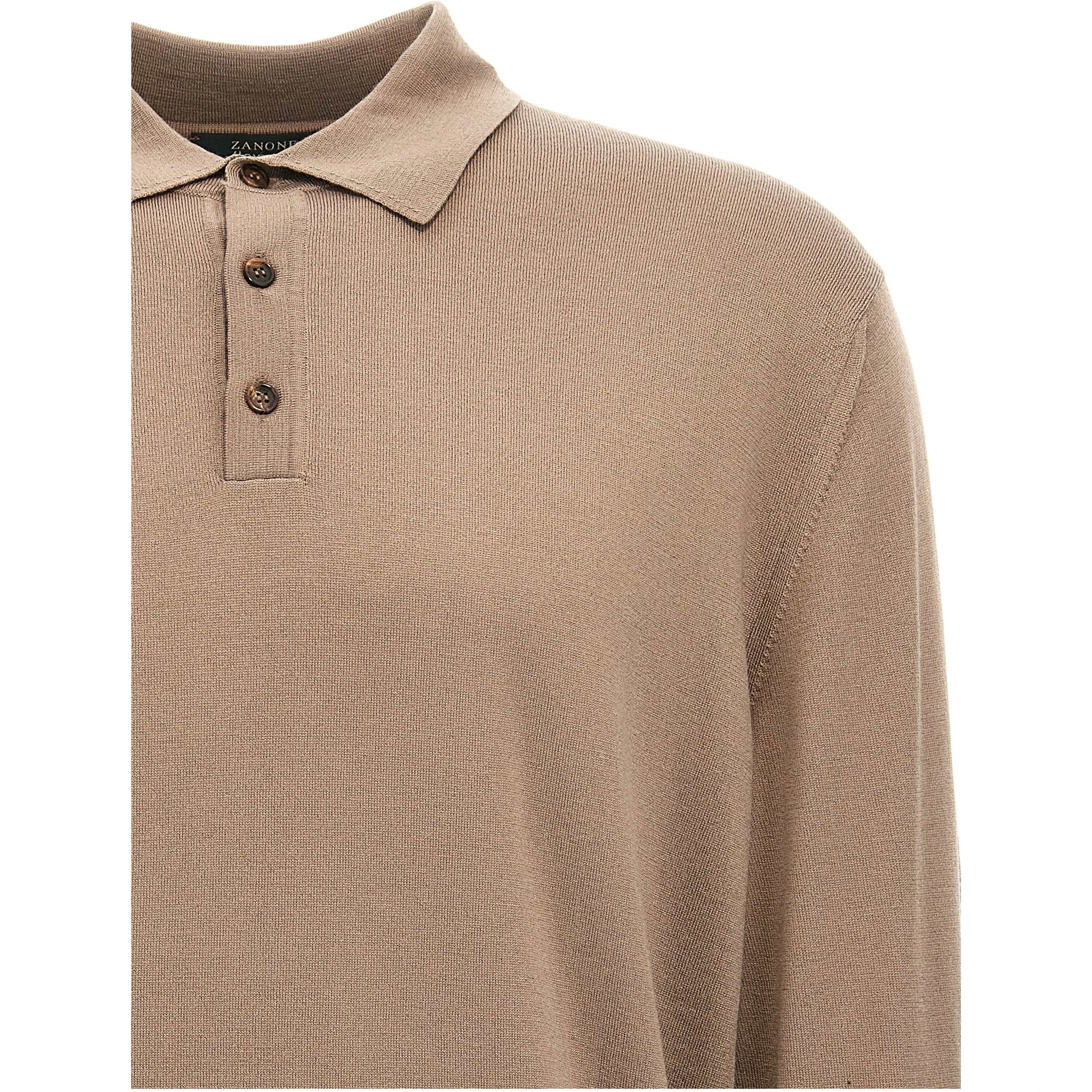 Beige Virgin Wool Polo Shirt
