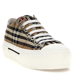 Beige Cotton Low Top Sneakers