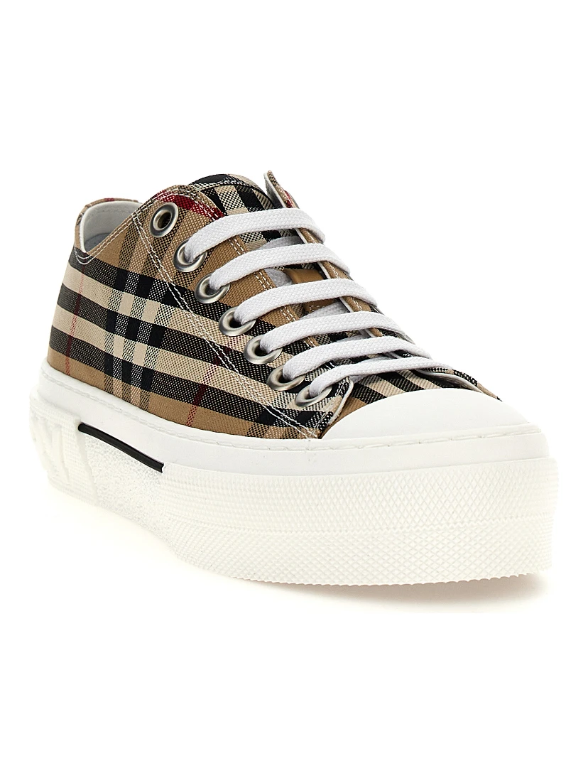 Beige Cotton Low Top Sneakers