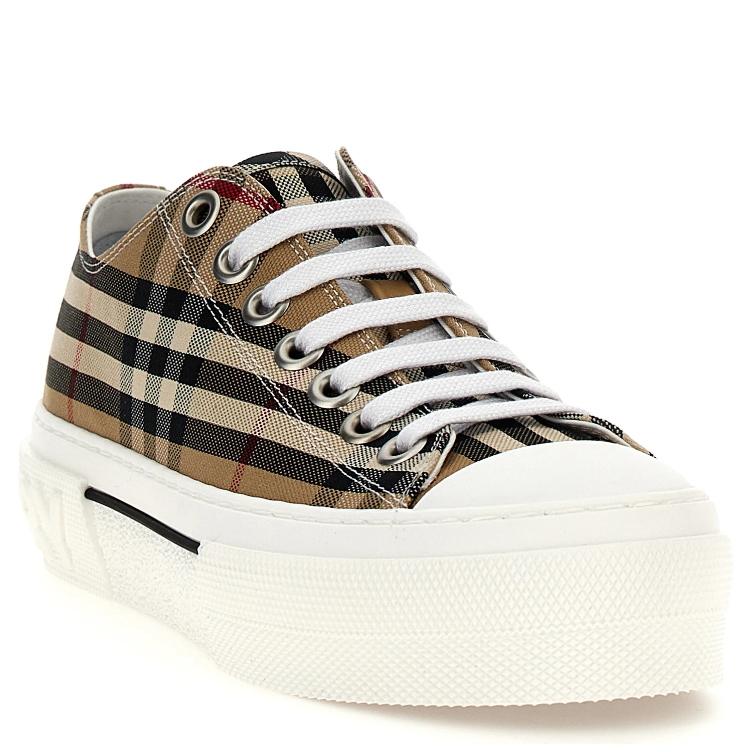 Beige Cotton Low Top Sneakers