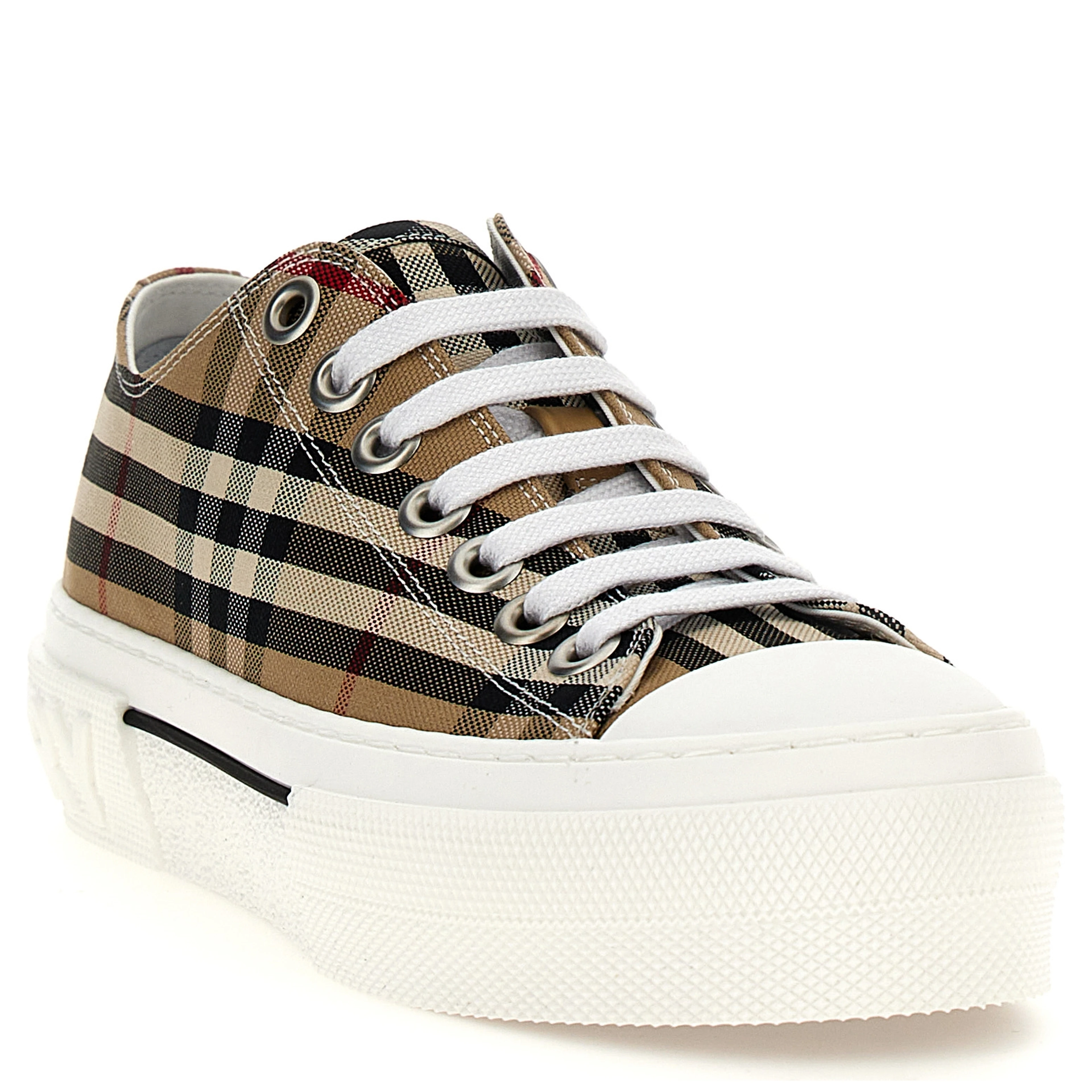 Beige Cotton Low Top Sneakers
