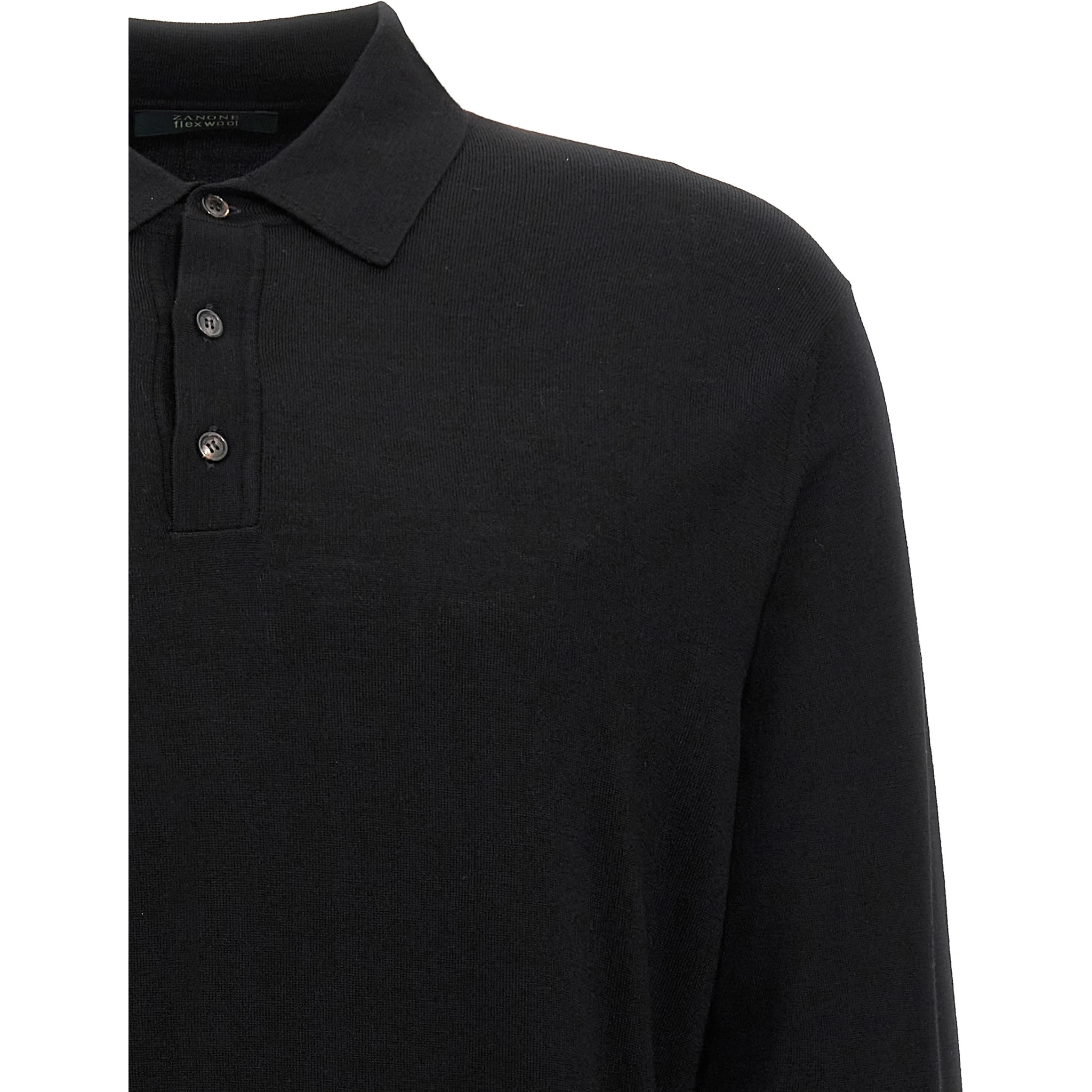 Black Virgin Wool Polo Shirt