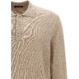 Beige Virgin Wool Polo Shirt
