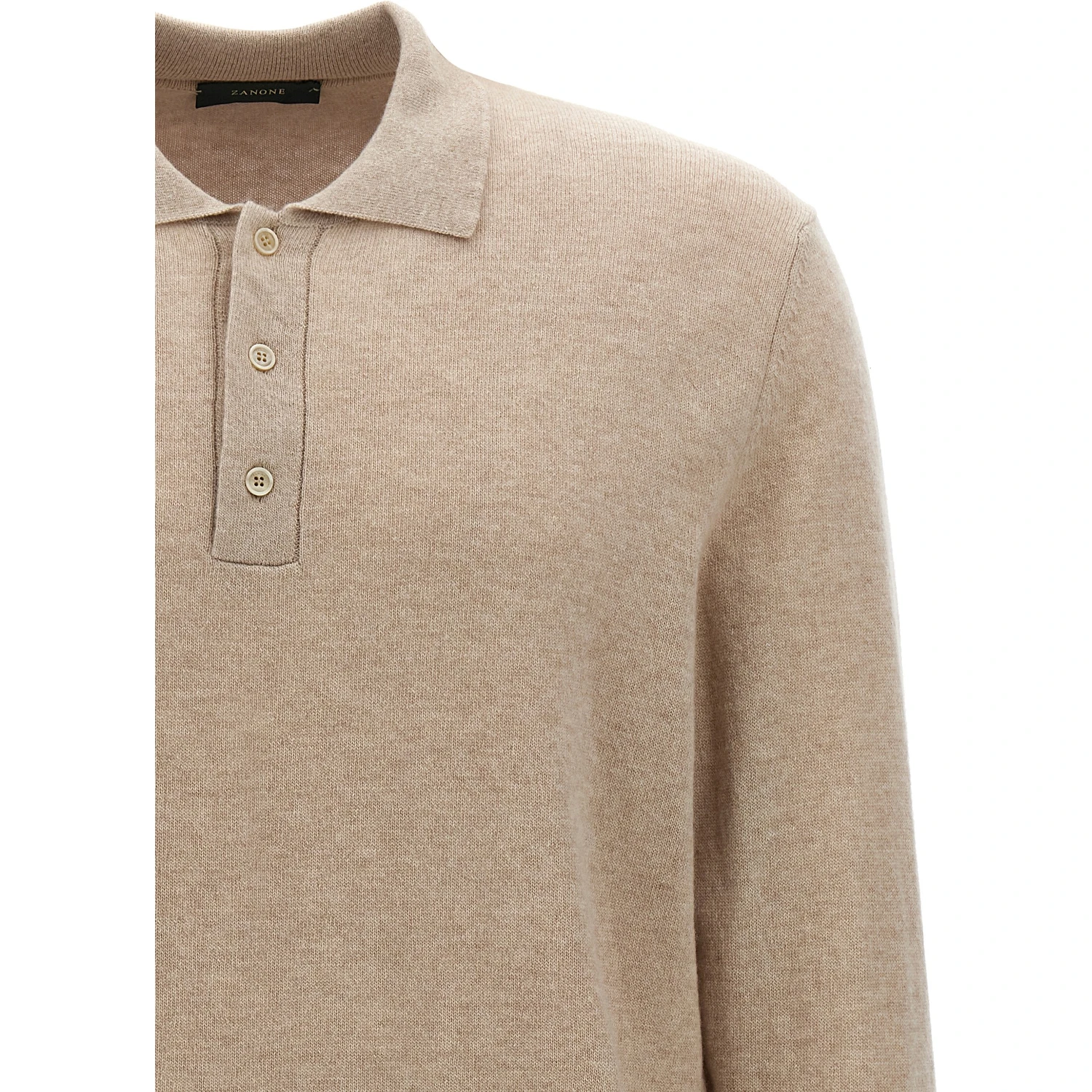 Beige Virgin Wool Polo Shirt