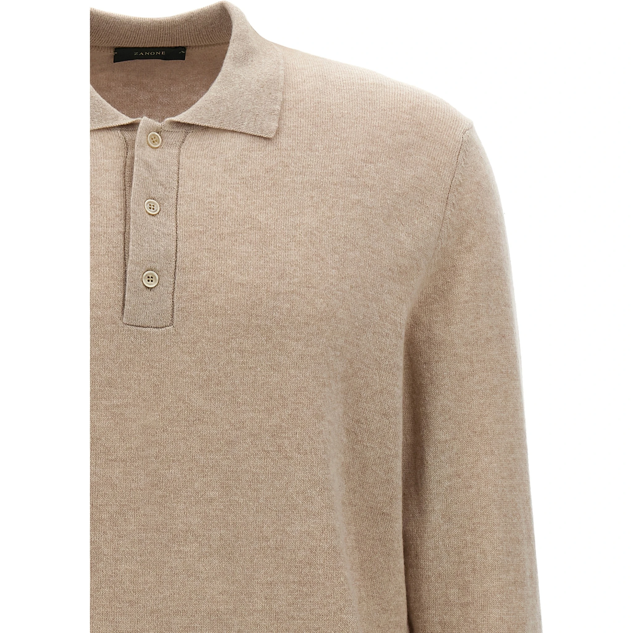 Beige Virgin Wool Polo Shirt