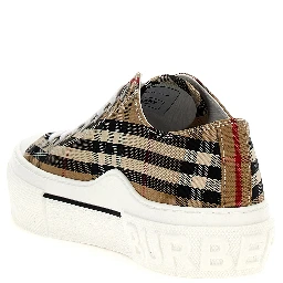 Beige Cotton Low Top Sneakers