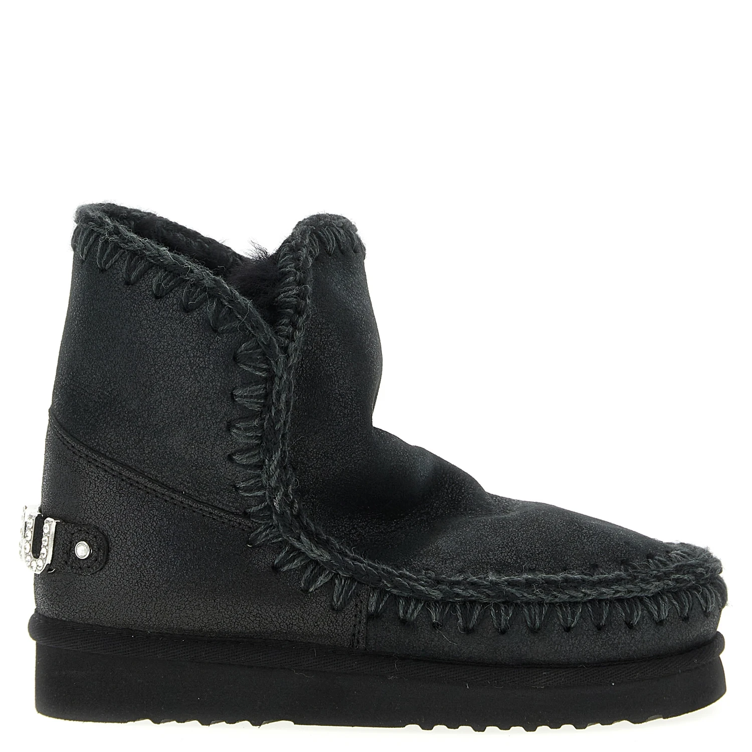 Black Lamb Leather Ankle Boots
