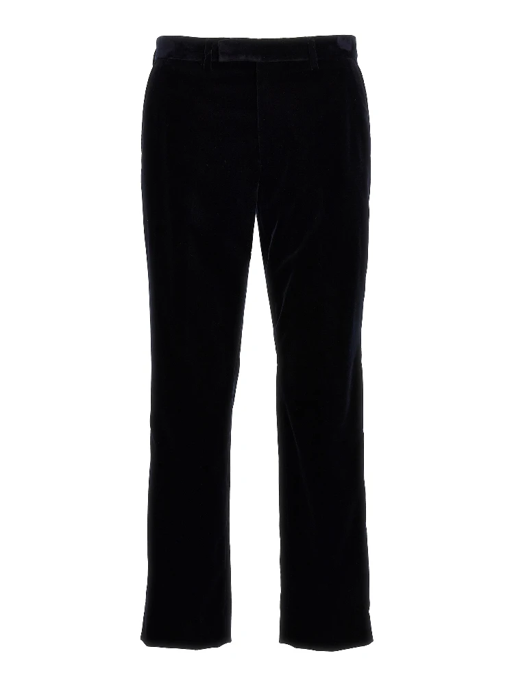 Blue Cotton Casual Pants