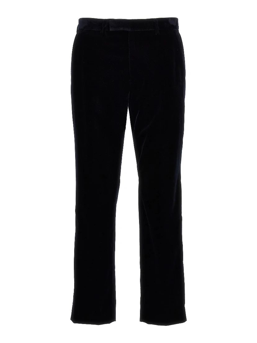 Blue Cotton Casual Pants