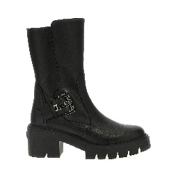 Black Calfskin Ankle Boots