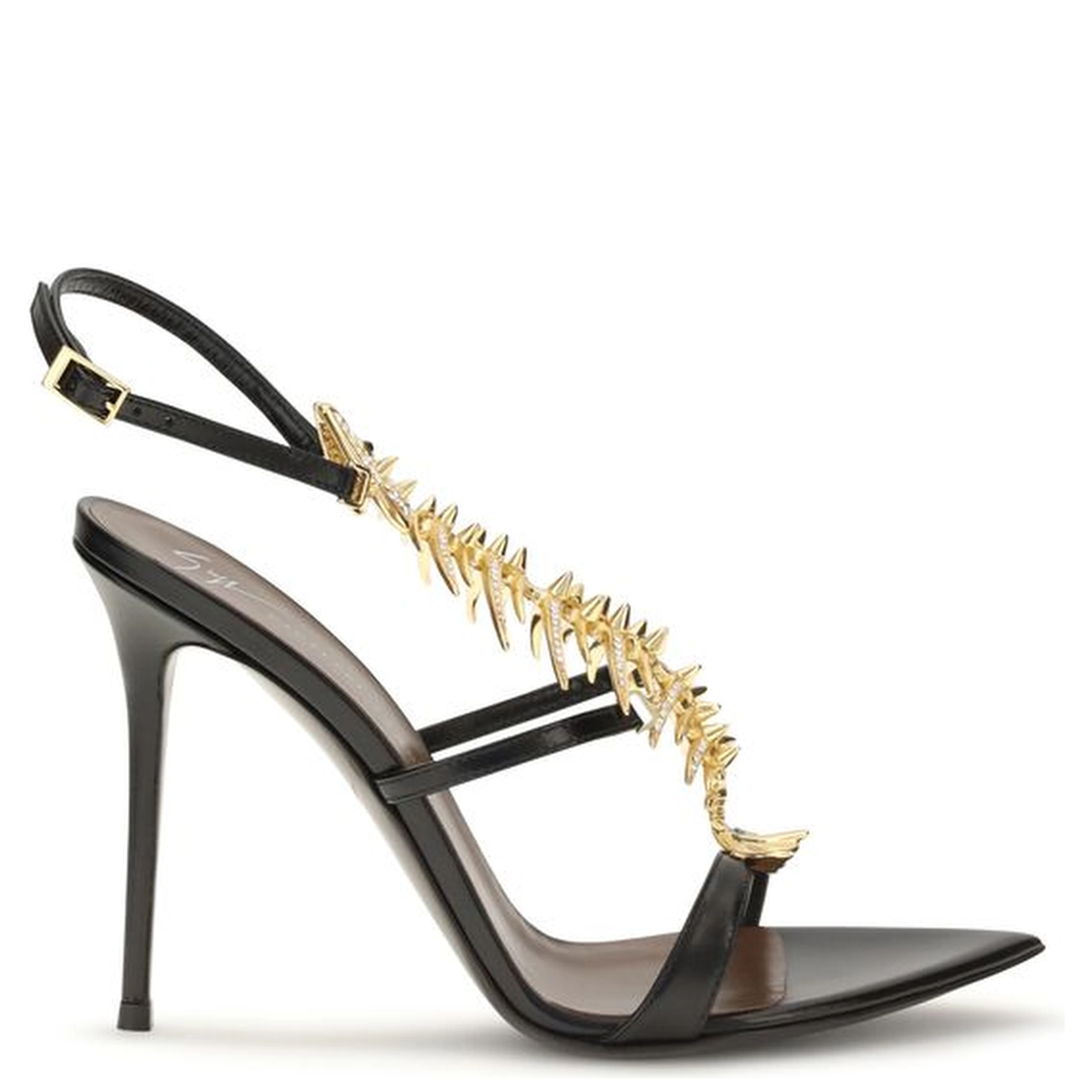Black Calf Leather Bos Taurus Stiletto Heel Sandals