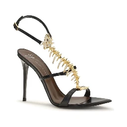 Black Calf Leather Bos Taurus Stiletto Heel Sandals