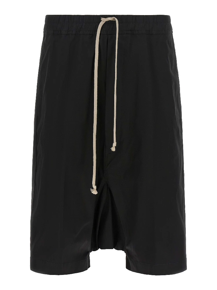 Black Cotton Bermuda Shorts