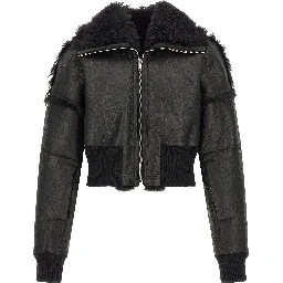 Black Lamb Fur Leather Jacket