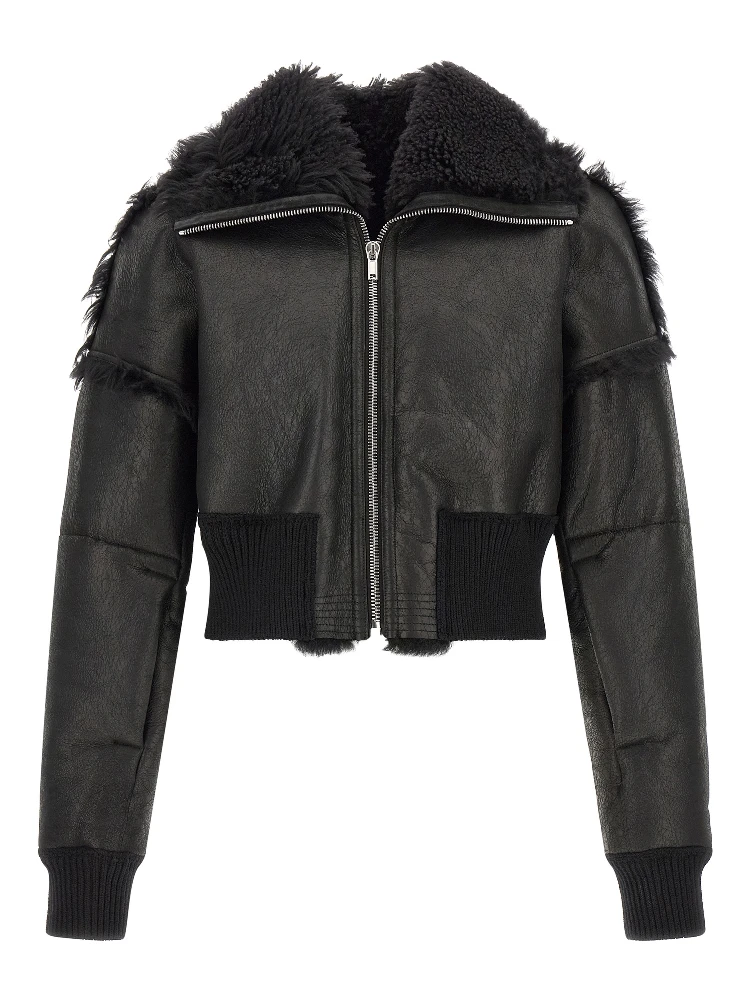 Black Lamb Fur Leather Jacket