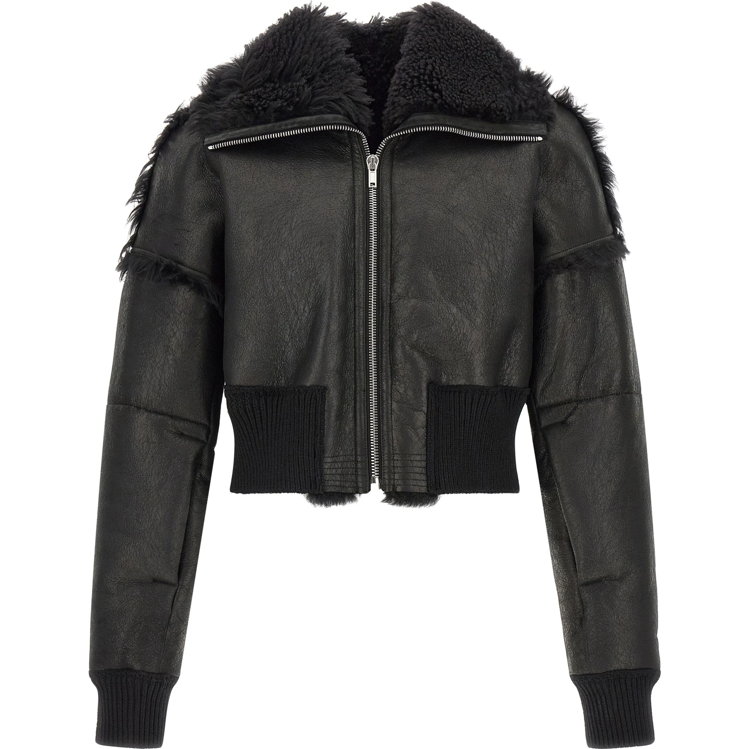Black Lamb Fur Leather Jacket