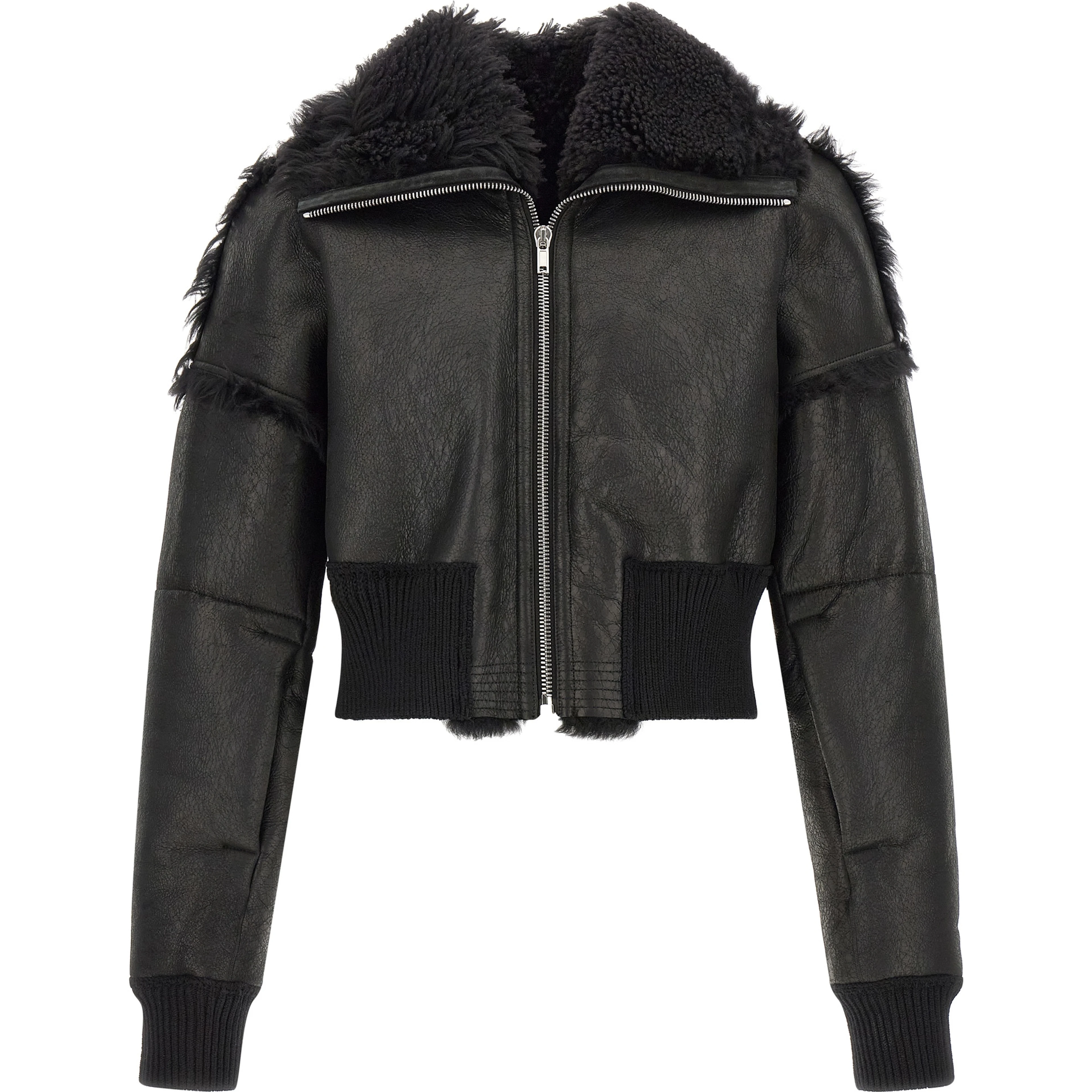 Black Lamb Fur Leather Jacket