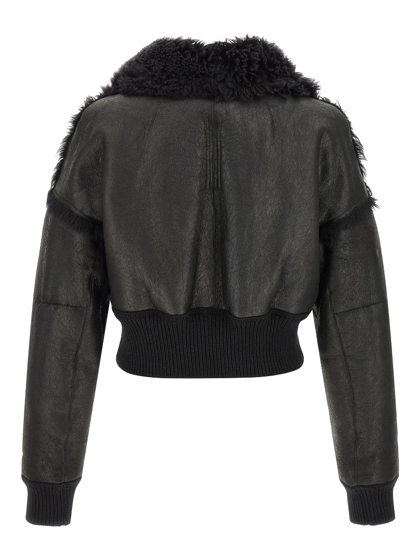 Black Lamb Fur Leather Jacket
