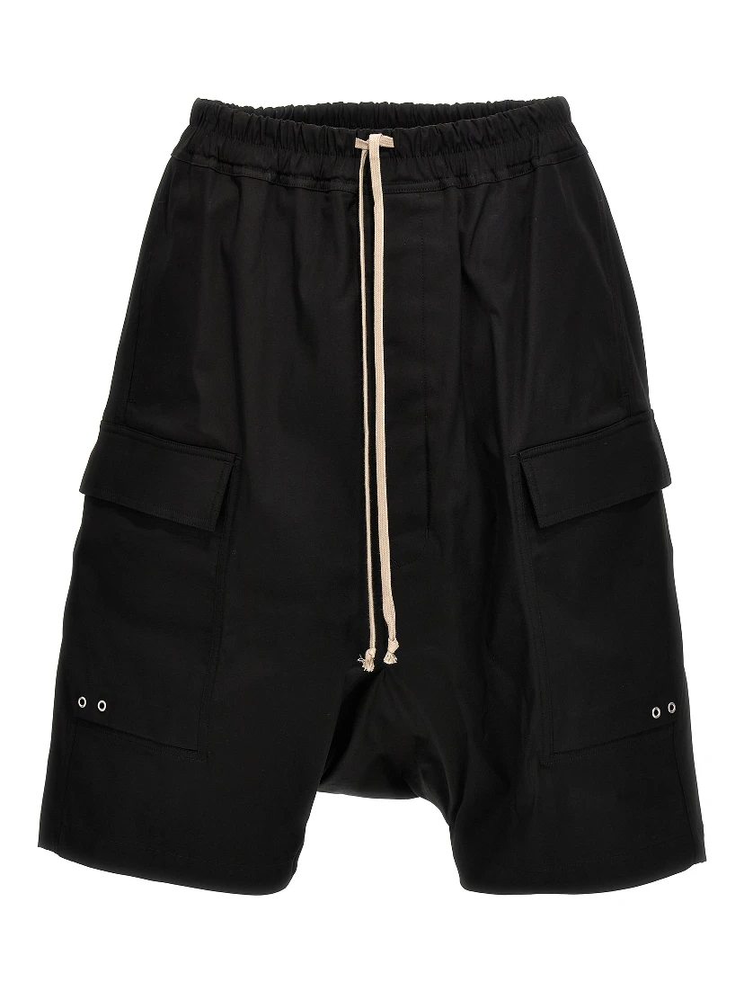 Black Cotton Bermuda Shorts