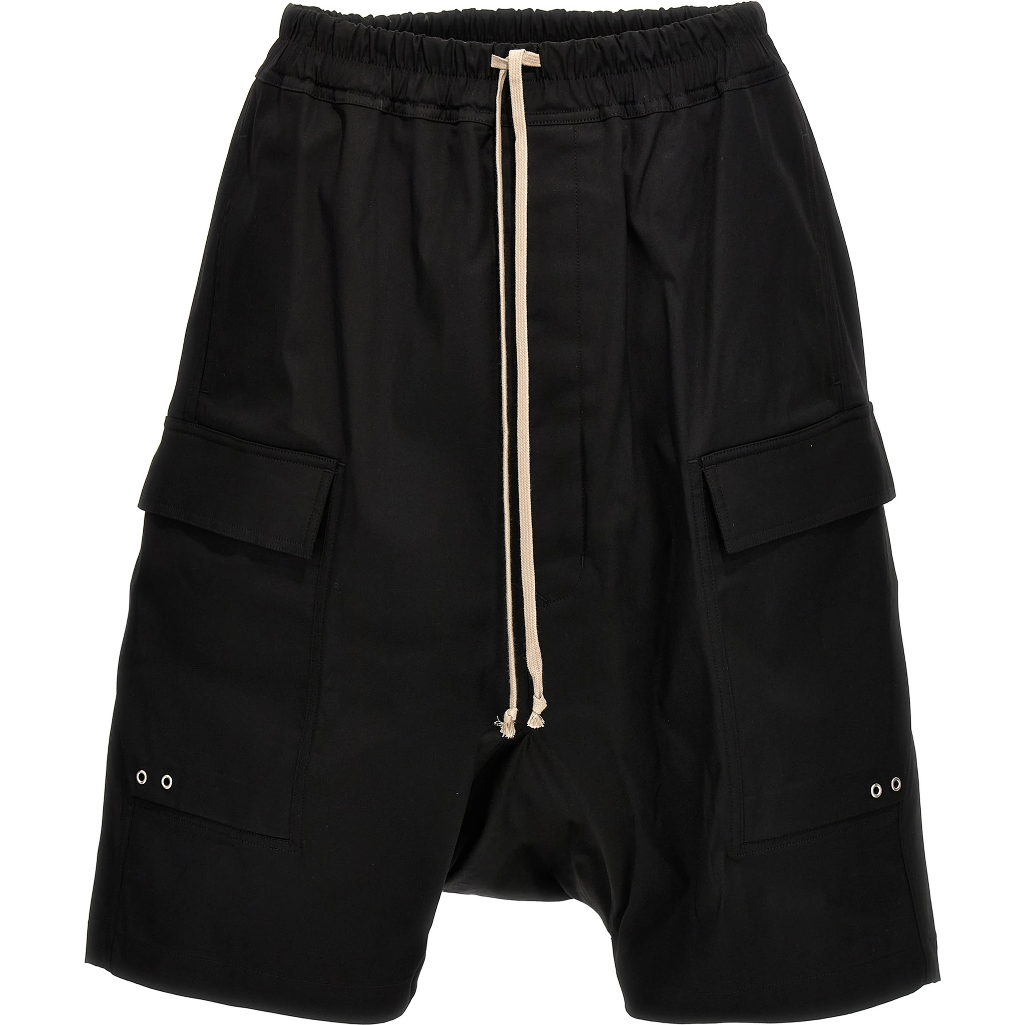 Black Cotton Bermuda Shorts