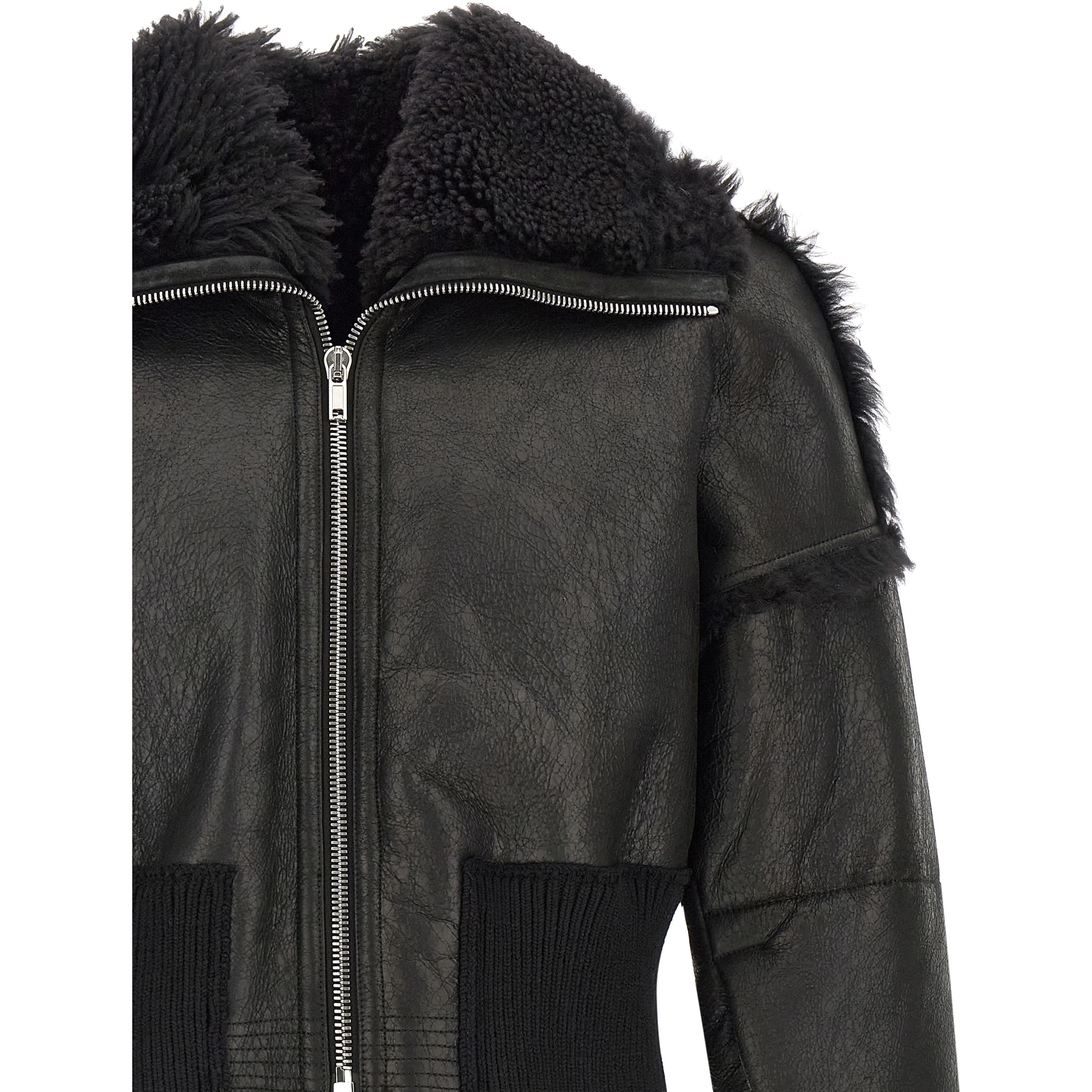 Black Lamb Fur Leather Jacket